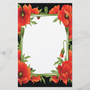 Orange Poppies Stationary Stationery
