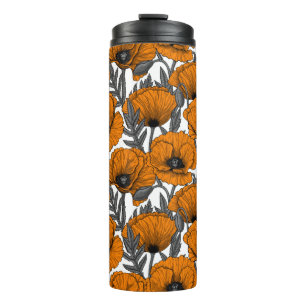 Orange poppies thermal tumbler