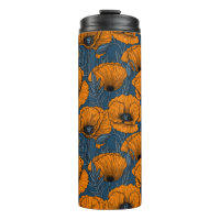 Orange poppies thermal tumbler