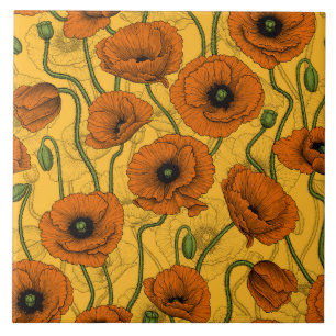 Orange Poppies Tile