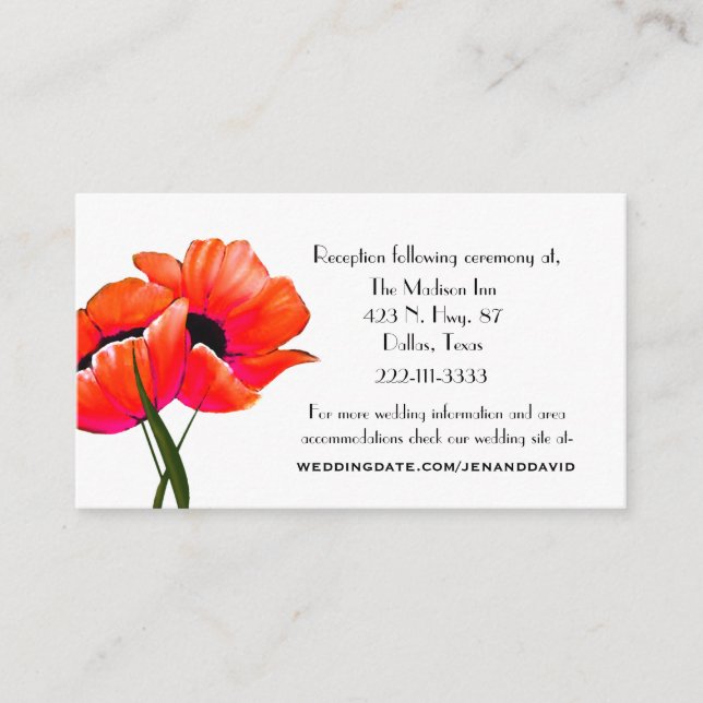 Orange Poppies Wedding enclosure cards (Front)