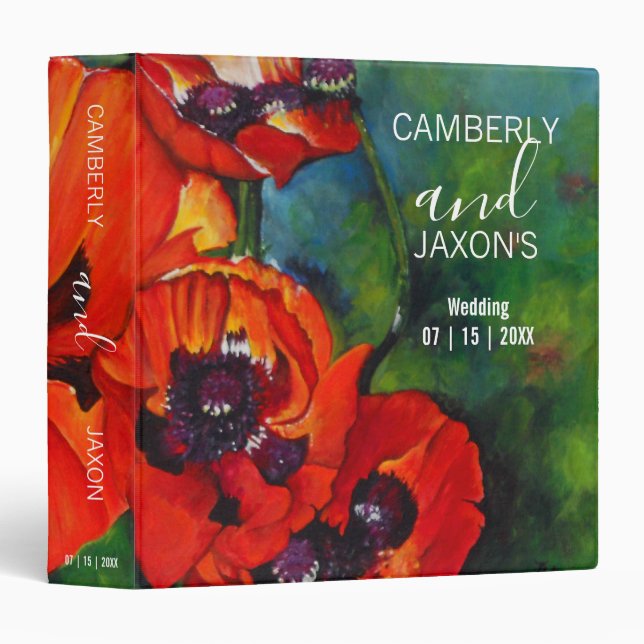 Orange Poppies Wedding Planner Binder (Front/Spine)