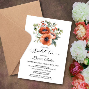 Orange Poppy Bridal Tea Invitation