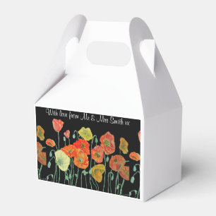 Orange Poppy  Floral Wedding Cake Favour Box