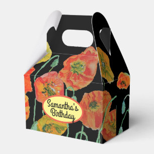 Orange Poppy Floral Wedding Cake Favour Box