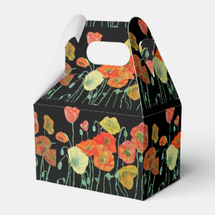 Orange Poppy  Floral Wedding Cake Favour Box