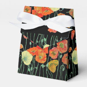 Orange Poppy Floral Wedding Cake Favour Box