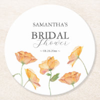 Orange Poppy Flower Drink Coasters