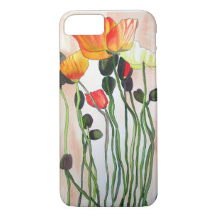 Orange Poppy flowers watercolor art iPhone 8/7 Case