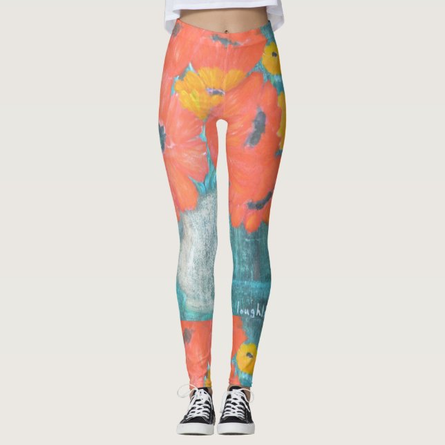 Orange Poppy Leggings (Front)