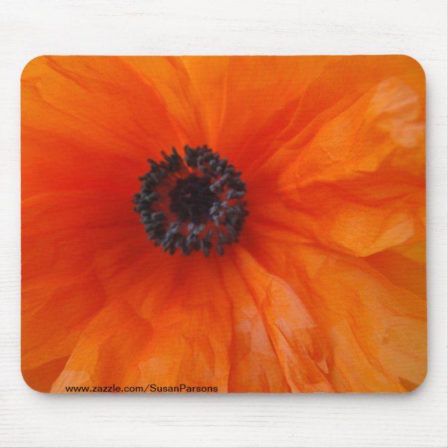 Orange Poppy Macro Mouse Pad (Front)