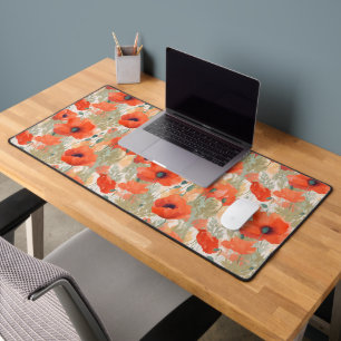 Orange Poppy Meadow Desk Mat