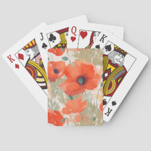 Orange Poppy Meadow Playing Cards