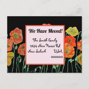 Orange Poppy New Address Postcard, We Are Moving Postcard