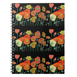 Orange Poppy Poppies Floral Flowers Notebook