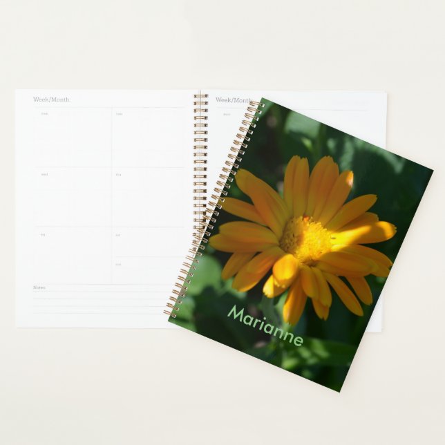 Orange Pot Marigold Flower Personalized Planner (Display)