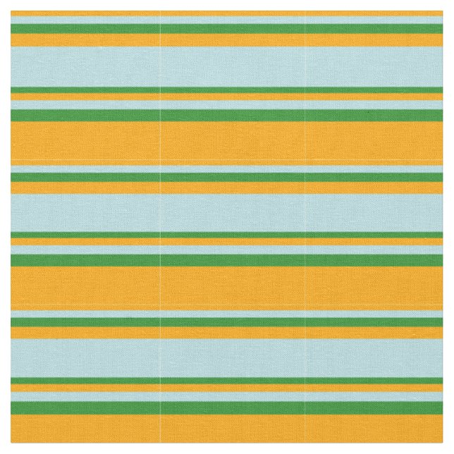 Orange, Powder Blue & Forest Green Coloured Lines Fabric (Close Up)
