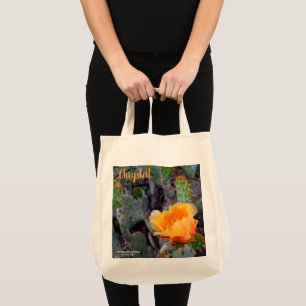 Orange prickly pear cactus blossom photo tote bag