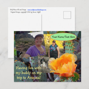 Orange Prickly Pear Cactus Flower Arizona Vacation Postcard