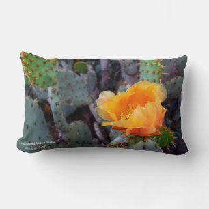 Orange Prickly Pear Cactus Flower Blossom Lumbar Pillow