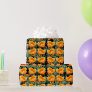 Orange Prickly Pear Opuntia Cactus Flower Design Wrapping Paper