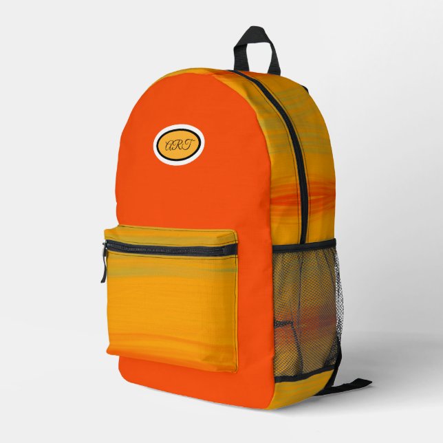 Orange Printed Backpack (Back Corner Right)