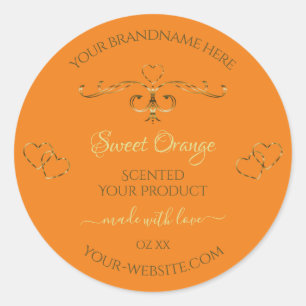 Orange Product Labels Gold Ornate Borders Hearts
