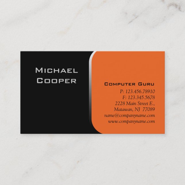 Orange professionnelle d'ordinateur de carte de (Devant)