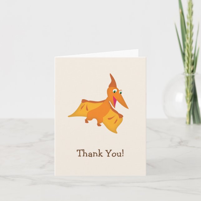 Orange Pterodactyl Dinosaur Thank You (Front)