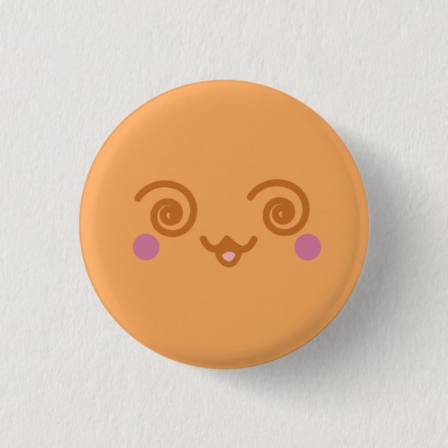 Orange Puff Face vers 2 1 Inch Round Button (Front)