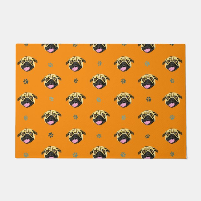 Orange Pug Door Mat (Front)