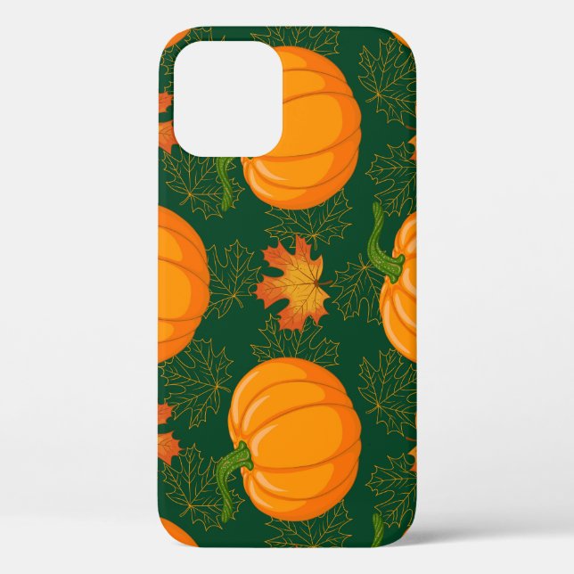 Orange Pumpkin Autumn Leaves Pattern Case-Mate iPhone Case (Back)