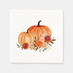 Orange Pumpkin   Baby Shower   Floral Roses Napkin