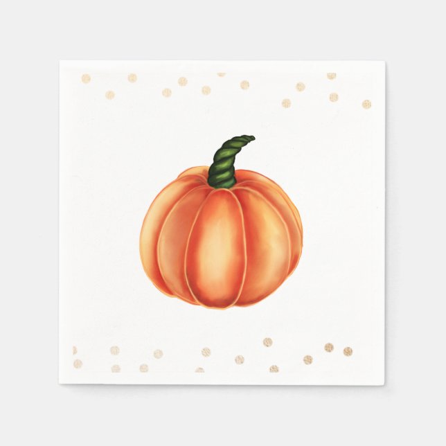 Orange Pumpkin | Baby Shower | Polka Dots Napkin (Front)