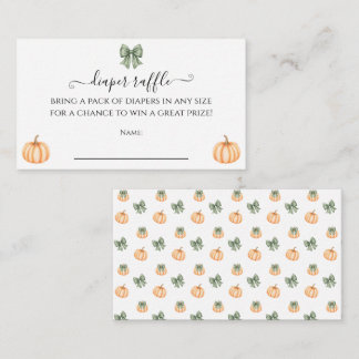 Orange Pumpkin & Bow Baby Shower Diaper Raffle Enclosure Card