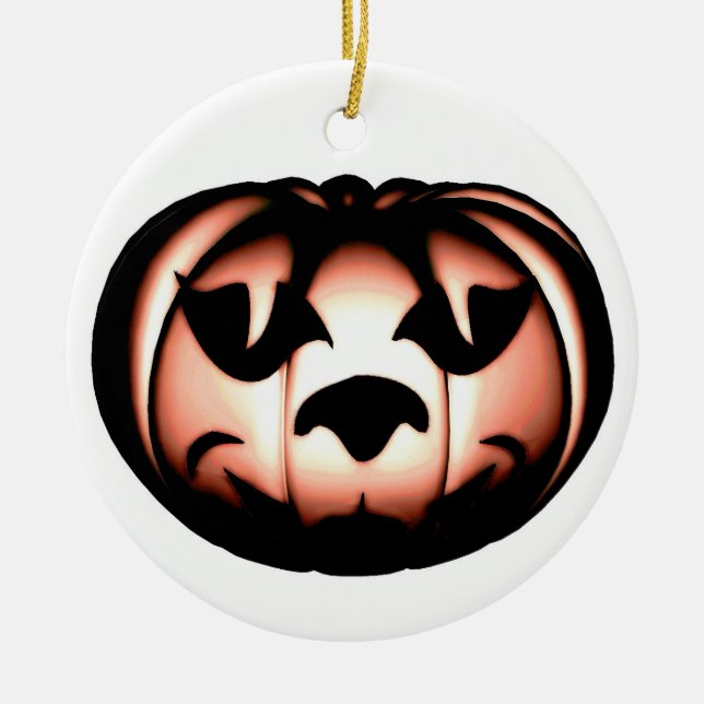 Orange Pumpkin Ceramic Ornament (Front)
