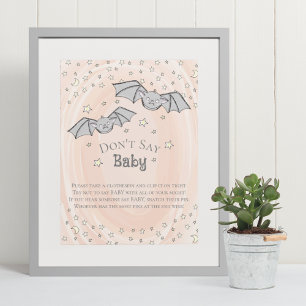 Orange Pumpkin Don't Say Baby Baby Shower Game Poster