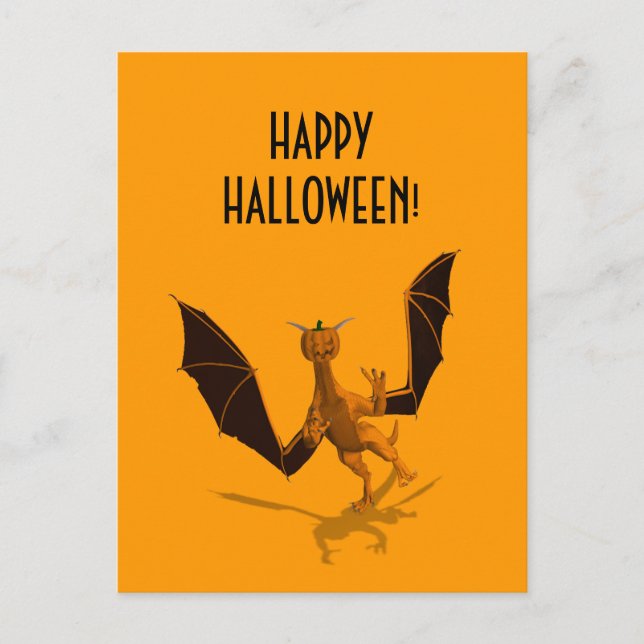Orange Pumpkin Dragon Postcard (Front)