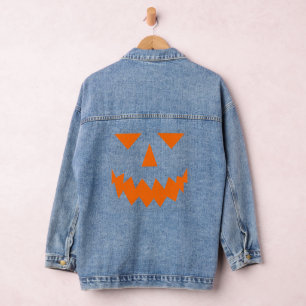 Orange Pumpkin Face Denim Jacket