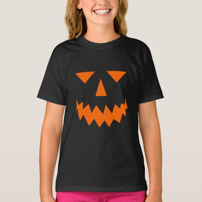 Orange Pumpkin Face T-Shirt (Child) (Front)