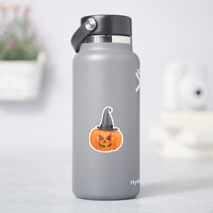Orange pumpkin face with pointed hat vinyl