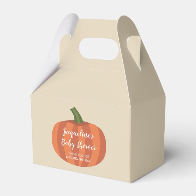 Orange Pumpkin Fall Baby Shower Favor Box (Front Side)