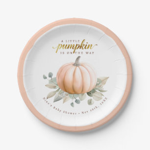 Orange Pumpkin Fall Baby Shower Paper Plates
