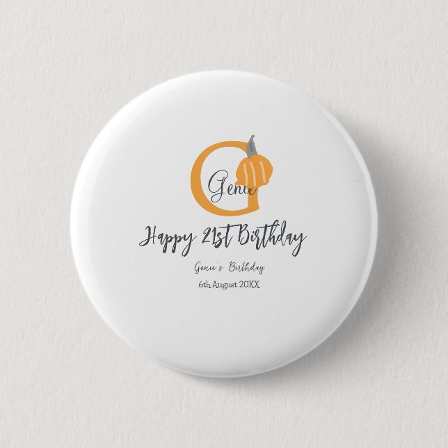 Orange pumpkin fall birthday 21st grey pastel fall 2 inch round button (Front)
