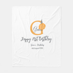 Orange pumpkin fall birthday 21st grey pastel fall fleece blanket