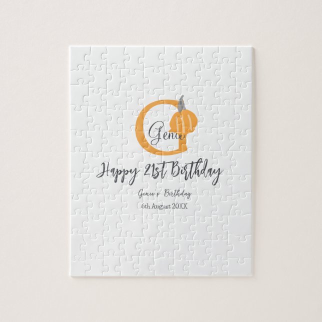 Orange pumpkin fall birthday 21st grey pastel fall jigsaw puzzle (Vertical)