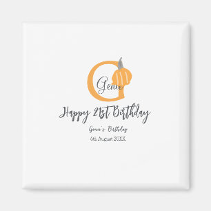 Orange pumpkin fall birthday 21st grey pastel fall magnet