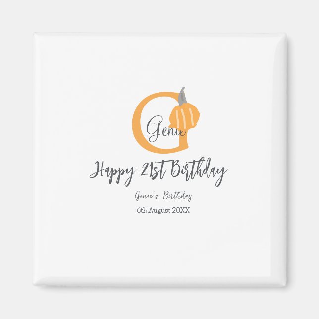 Orange pumpkin fall birthday 21st grey pastel fall magnet (Front)