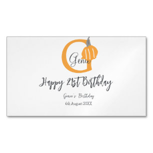 Orange pumpkin fall birthday 21st grey pastel fall Magnetic business card