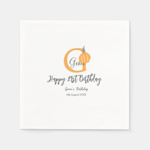 Orange pumpkin fall birthday 21st grey pastel fall napkin